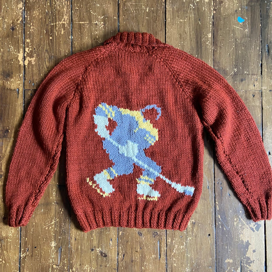Hand knitted ice hockey Cowichan, large 1960s/70s