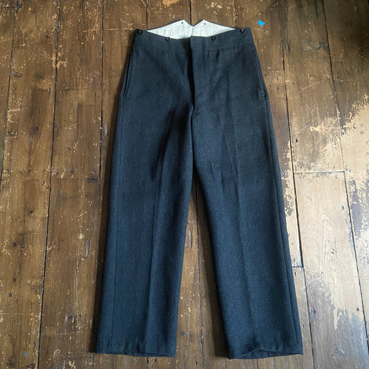 1955 dated British Railways workers trousers, fishtail back circa 36 waist