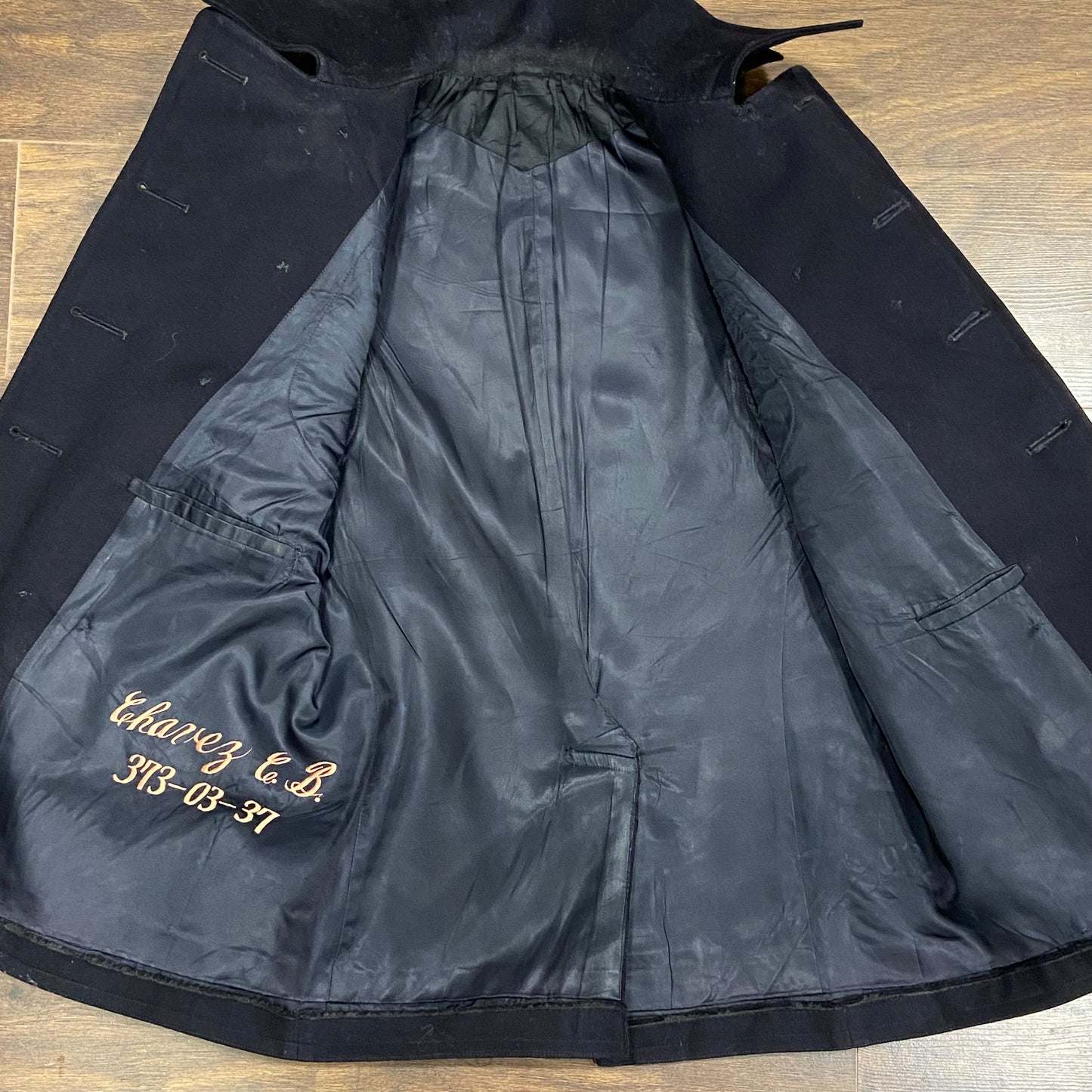 WW2 US Navy 10 button pea coat, embroidered, size small