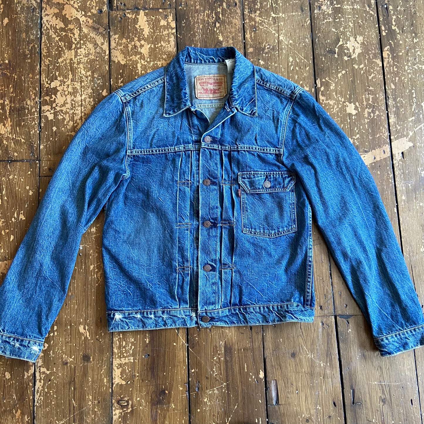 Levi's  Type 1 buckle back pleat front denim jacket, repro, medium