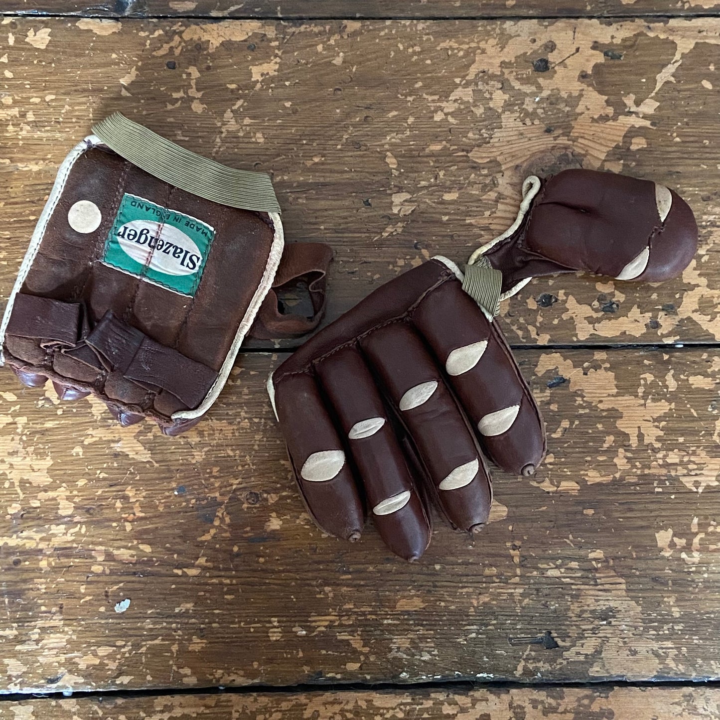 vintage Slazenger leather cricket batting gloves