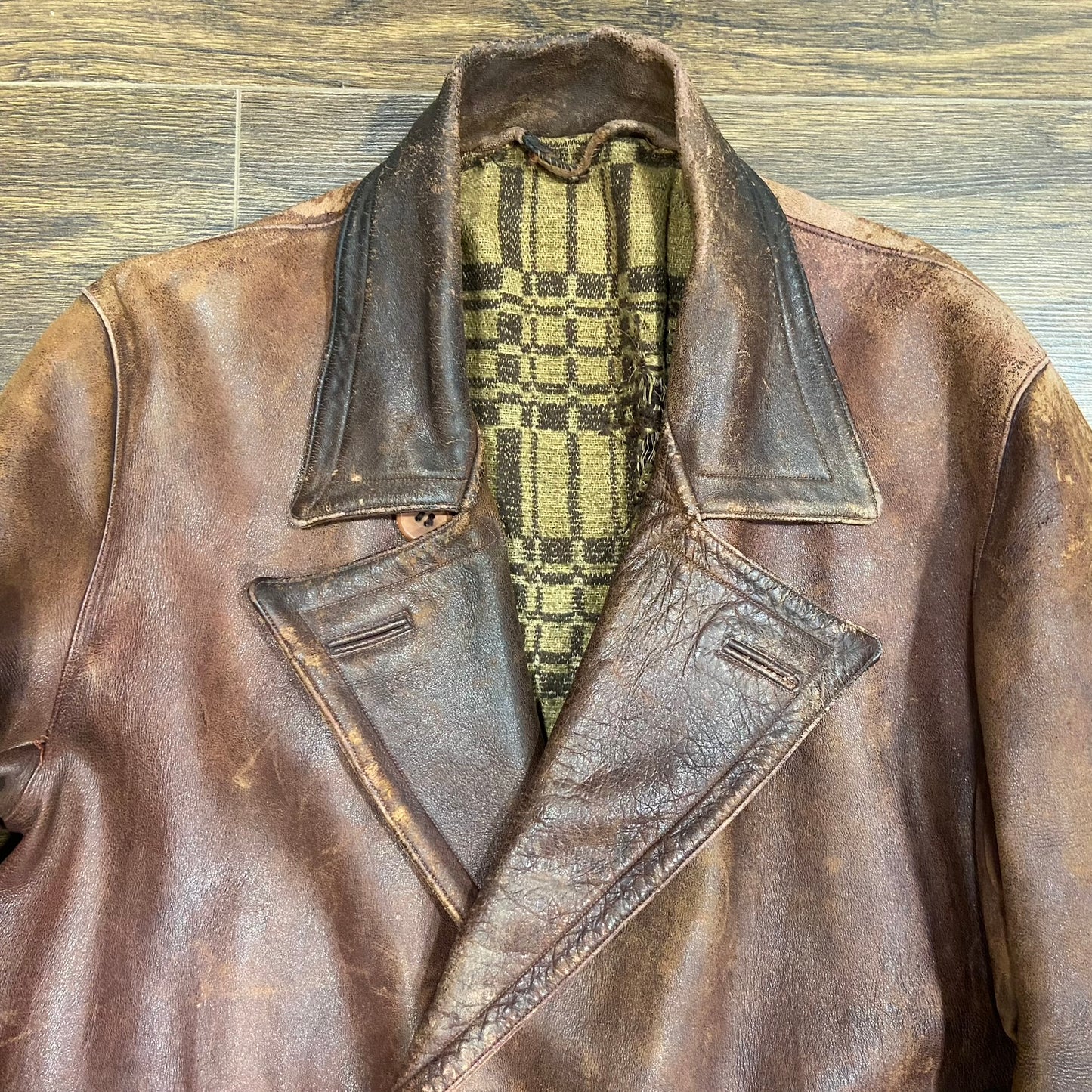 Circa 1920s leather aviation / motoring coat size large stunning