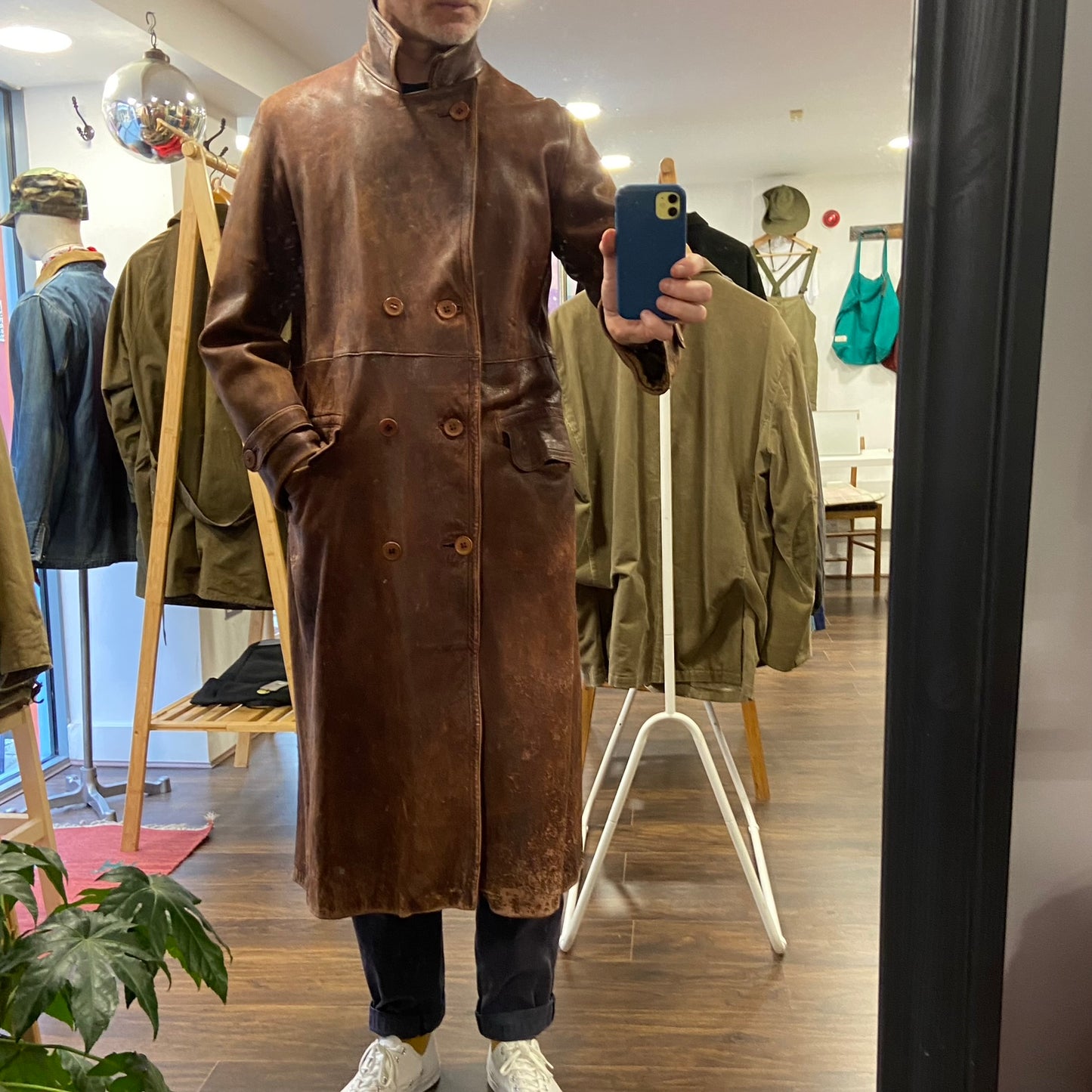 Circa 1920s leather aviation / motoring coat size large stunning