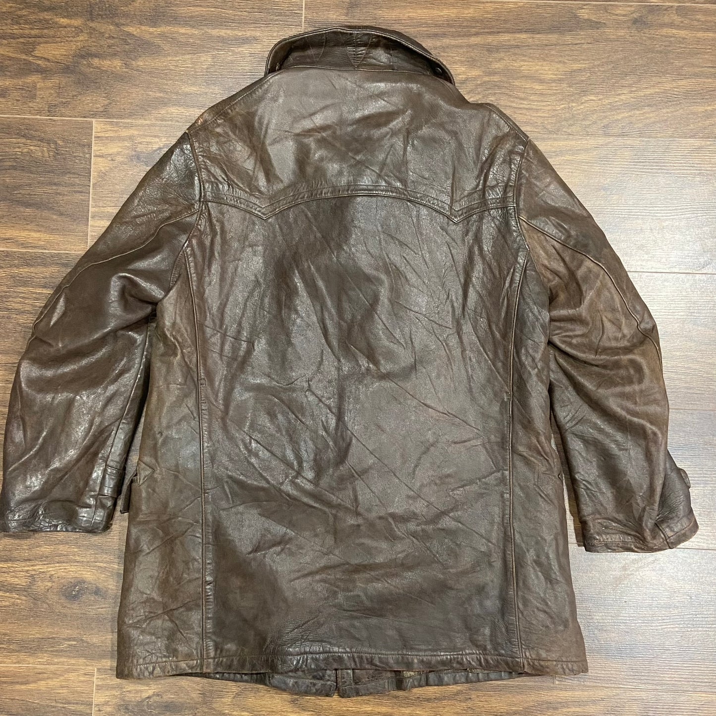 1940s/50s French shawl collar leather jacket size large