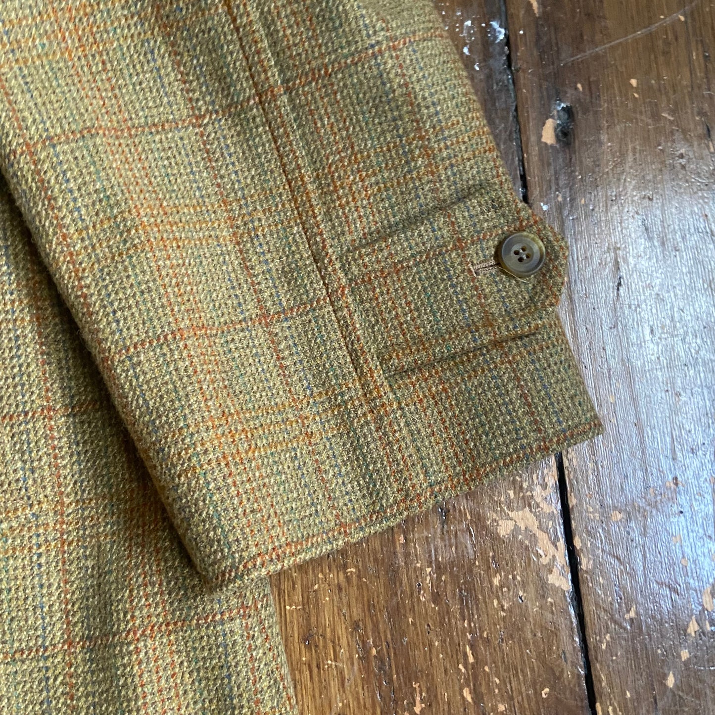 Vintage windowpane check tweed Balmacaan Raglan sleeve overcoat by Austin Reed, large