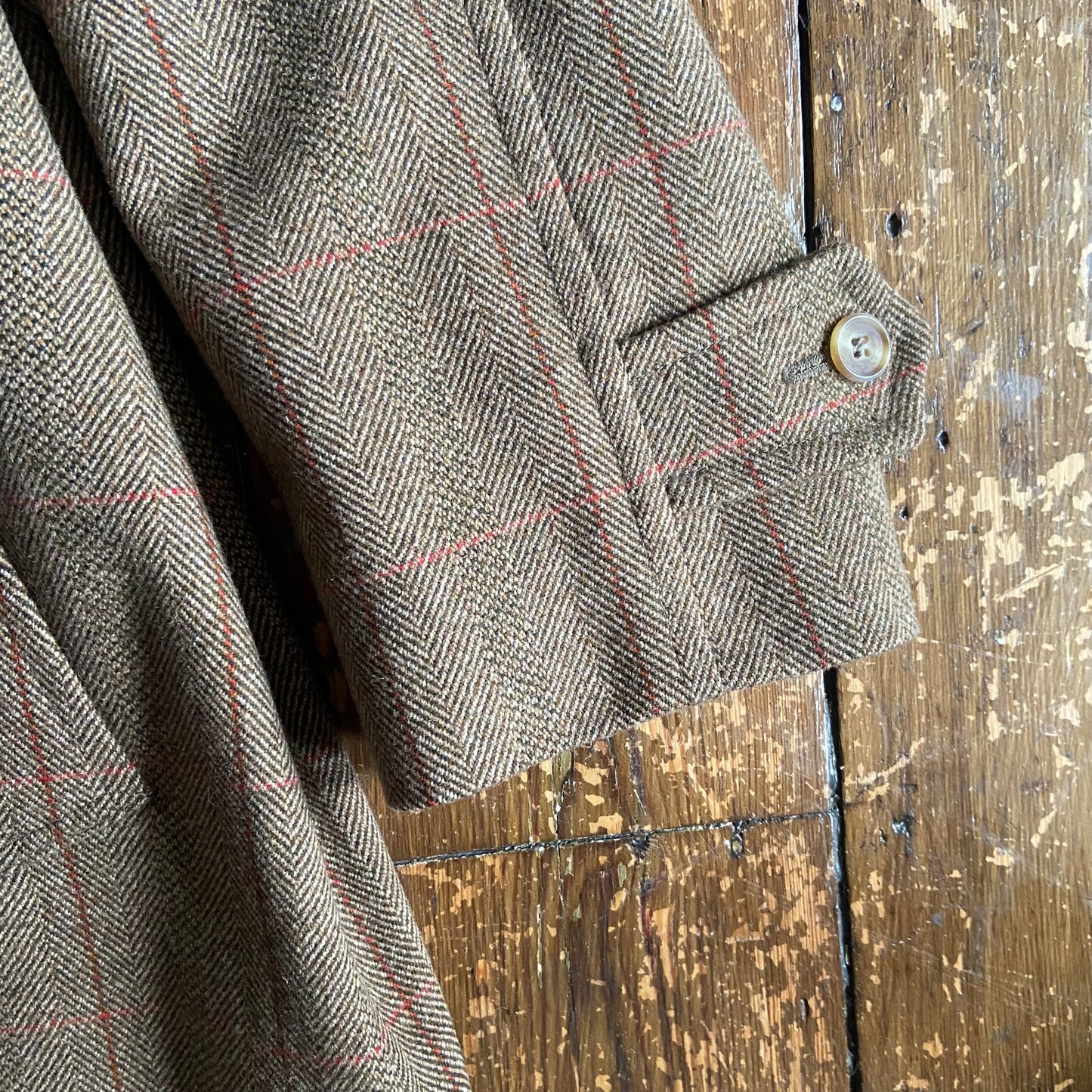 Deadstock Bladen Supasax herringbone tweed Balmacaan overcoat, medium