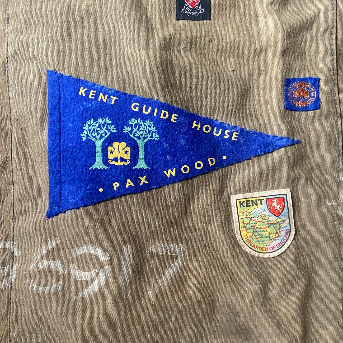 1950s Durham Light Infantry kit bag from Egypt posting with 1960s Kent Girl Guide patches