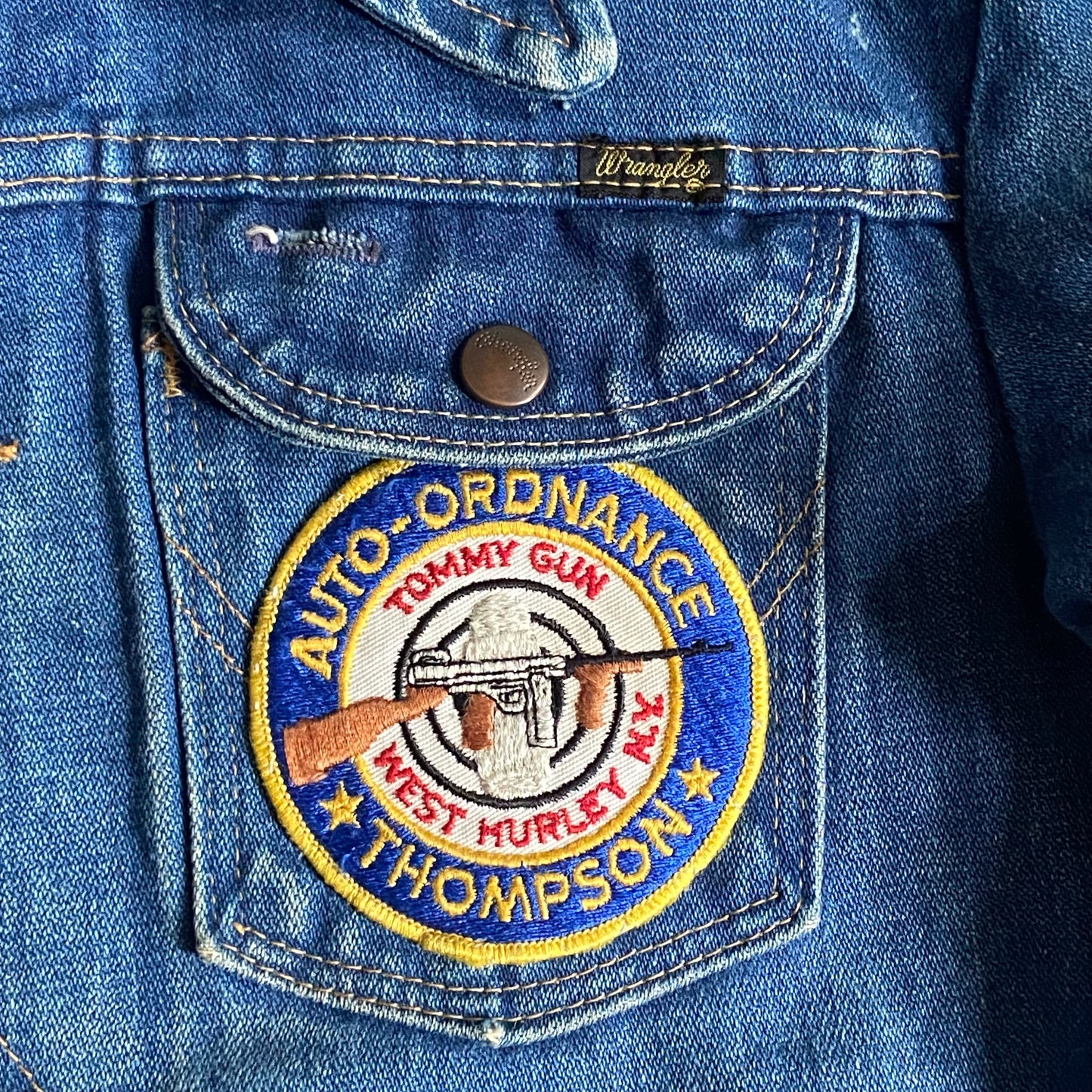 1970s Wrangler denim jacket with gun patches, small