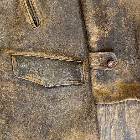 Early 20th century French leather coat XL stunning