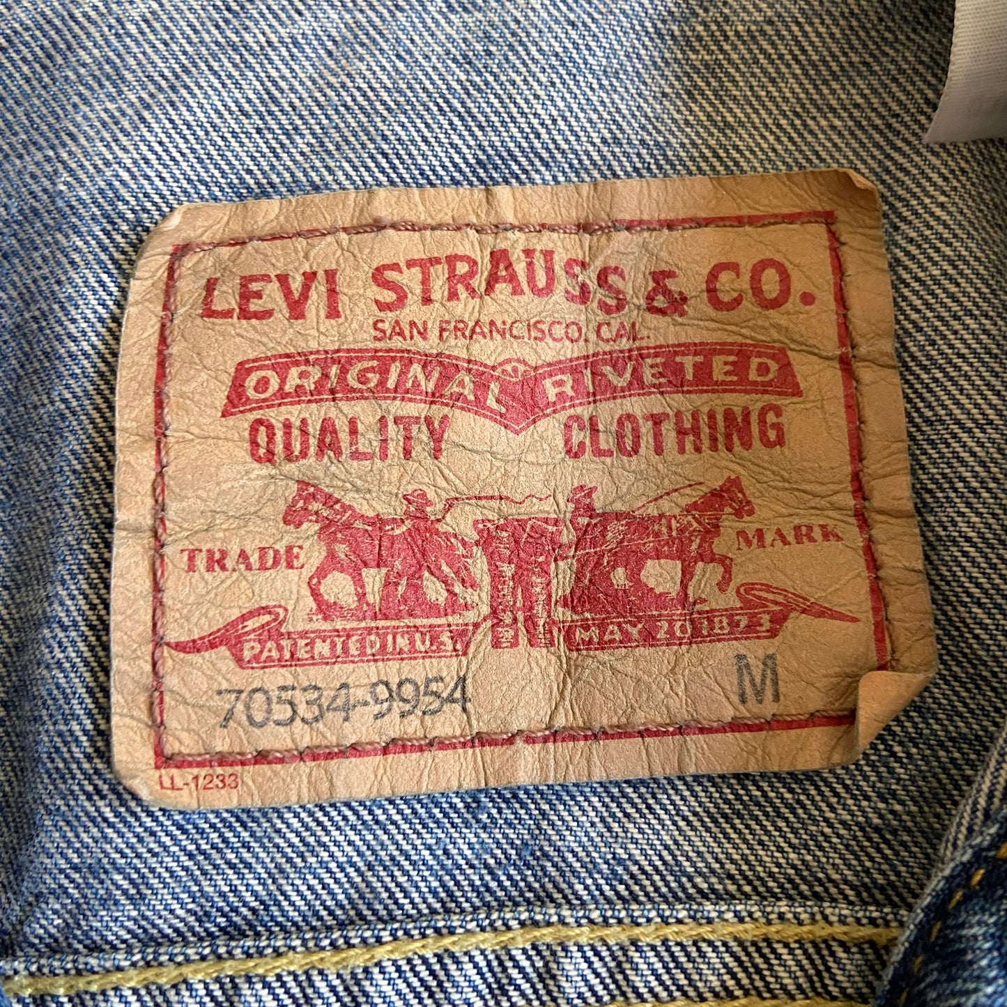 Levi's  Type 1 buckle back pleat front denim jacket, repro, medium