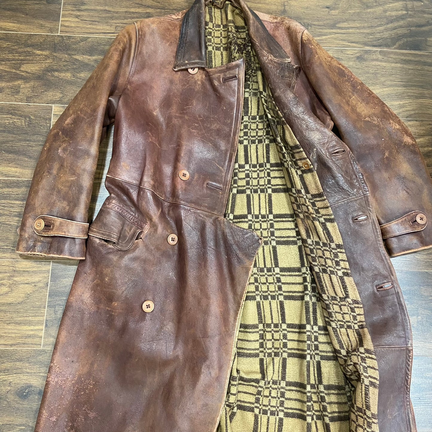 Circa 1920s leather aviation / motoring coat size large stunning