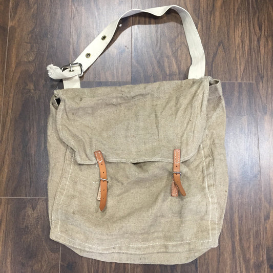 1980s British hessian mail bags, prison made shoulder bags